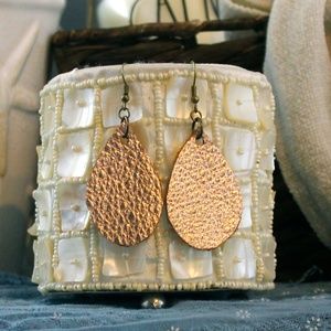 Champagne Pink Genuine Leather Earrings